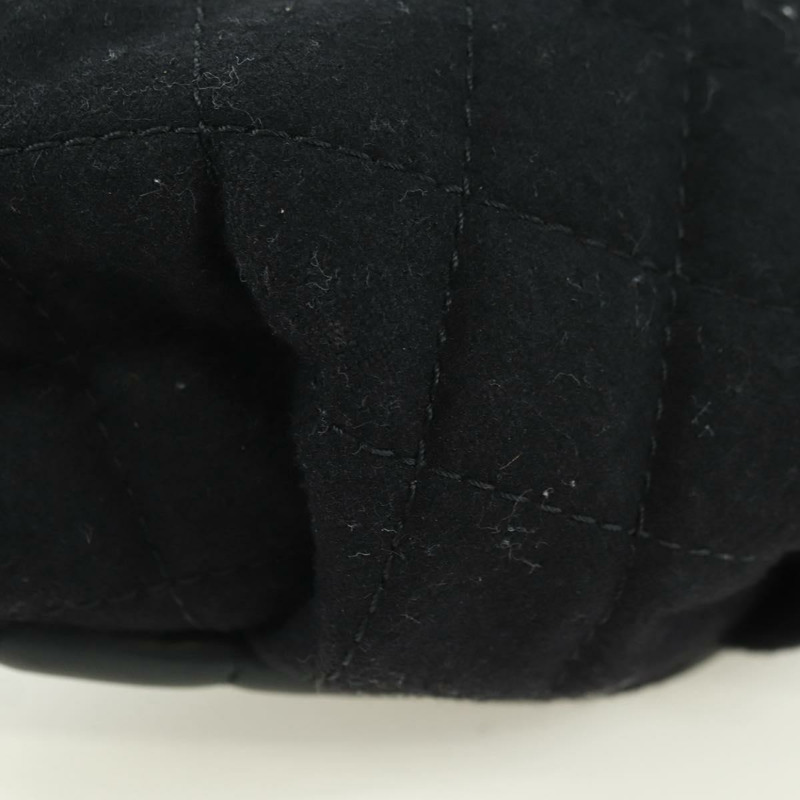 【日本直送】香奈兒 (CHANEL) 絎縫鏈條肩背包，棉質，黑色，金色雙C標誌，正品編號 175443SAM-14