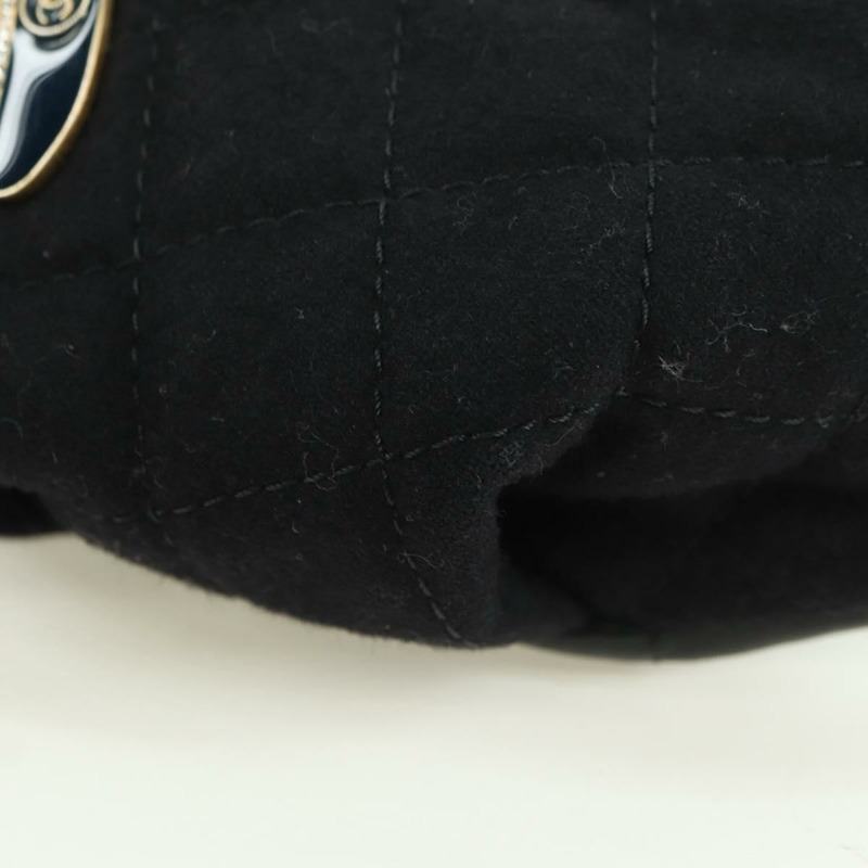 【日本直送】香奈兒 (CHANEL) 絎縫鏈條肩背包，棉質，黑色，金色雙C標誌，正品編號 175443SAM-15