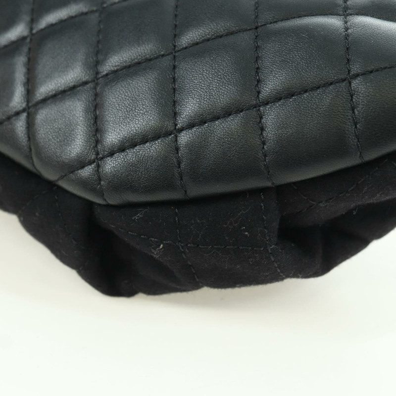 【日本直送】香奈兒 (CHANEL) 絎縫鏈條肩背包，棉質，黑色，金色雙C標誌，正品編號 175443SAM-17