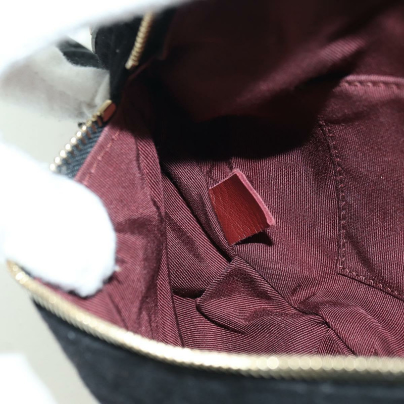 【日本直送】香奈兒 (CHANEL) 絎縫鏈條肩背包，棉質，黑色，金色雙C標誌，正品編號 175443SAM-26