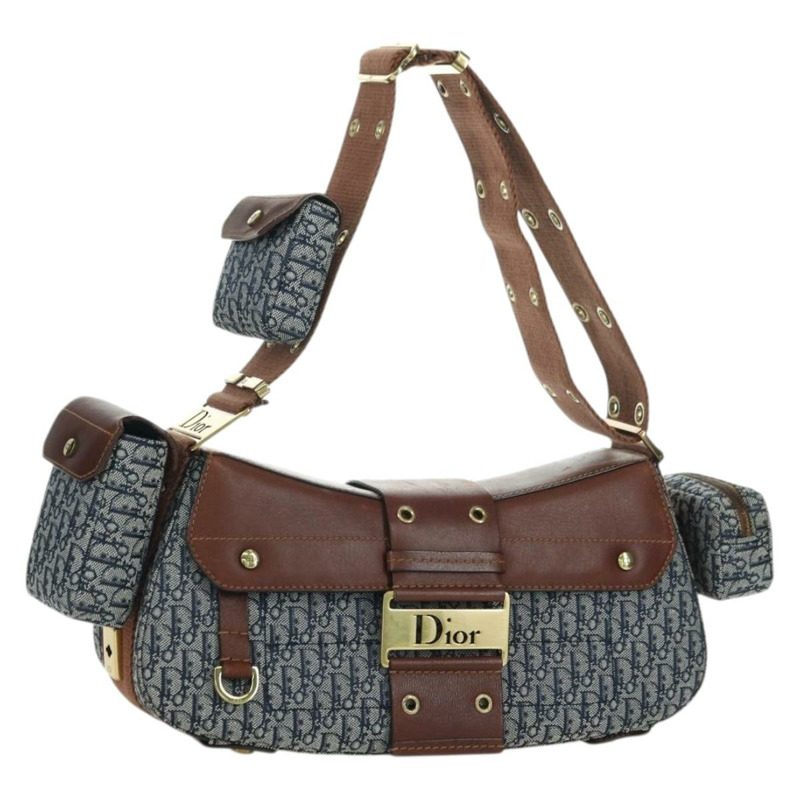 【日本直送】Christian Dior Trotter帆布街頭風單肩包 金色 海軍藍 正品 175442SAV-0