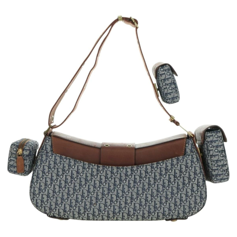 【日本直送】Christian Dior Trotter帆布街頭風單肩包 金色 海軍藍 正品 175442SAV-1