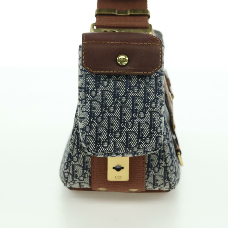 【日本直送】Christian Dior Trotter帆布街頭風單肩包 金色 海軍藍 正品 175442SAV-3