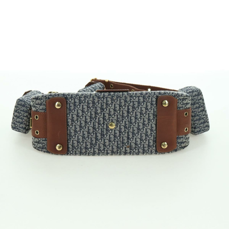 【日本直送】Christian Dior Trotter帆布街頭風單肩包 金色 海軍藍 正品 175442SAV-4