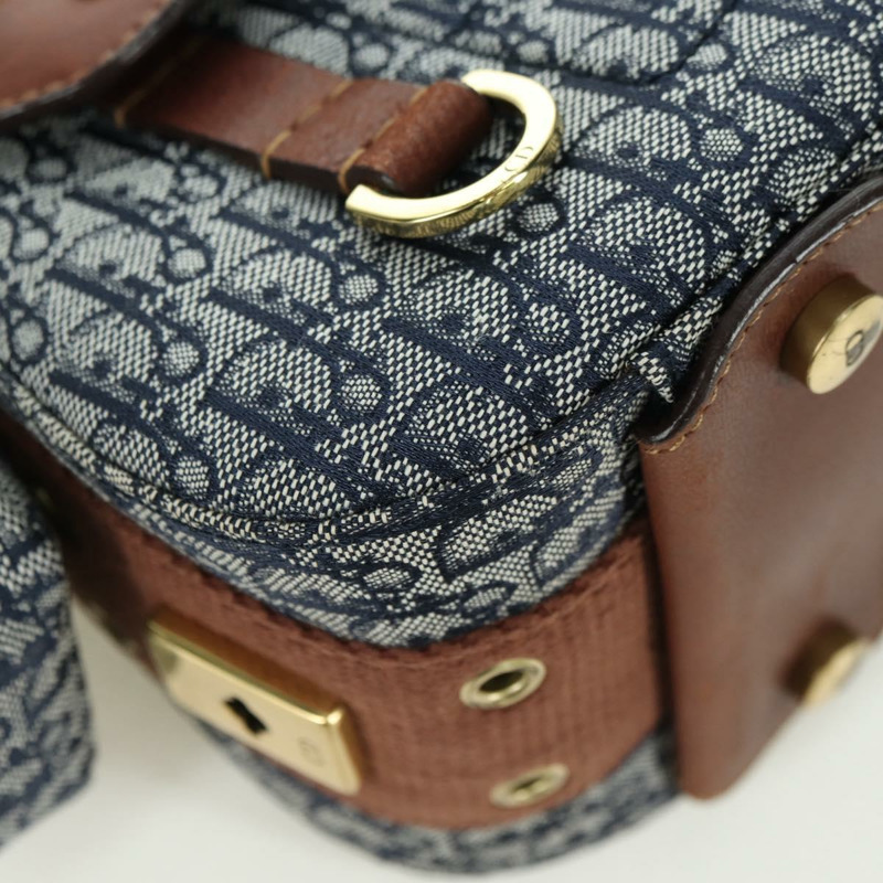 【日本直送】Christian Dior Trotter帆布街頭風單肩包 金色 海軍藍 正品 175442SAV-8