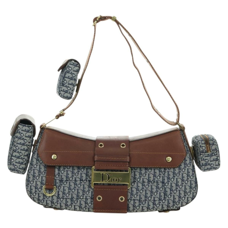 【日本直送】Christian Dior Trotter帆布街頭風單肩包 金色 海軍藍 正品 175442SAV-12