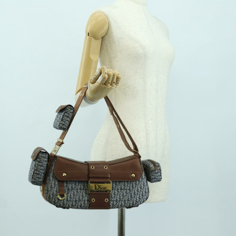 【日本直送】Christian Dior Trotter帆布街頭風單肩包 金色 海軍藍 正品 175442SAV-28