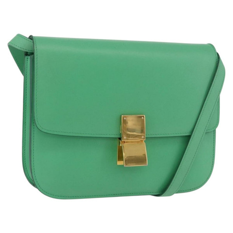 CELINE 經典 Box 肩背包 皮革 綠色 金色 正品 YKZ1239A