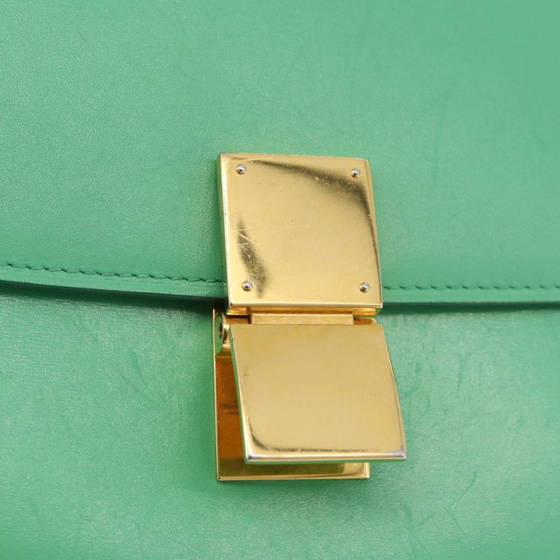 【日本直送】CELINE 經典 Box 肩背包 皮革 綠色 金色 正品 YKZ1239A-9