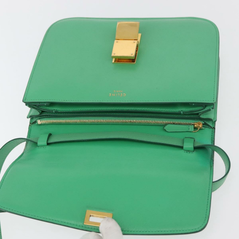 【日本直送】CELINE 經典 Box 肩背包 皮革 綠色 金色 正品 YKZ1239A-10
