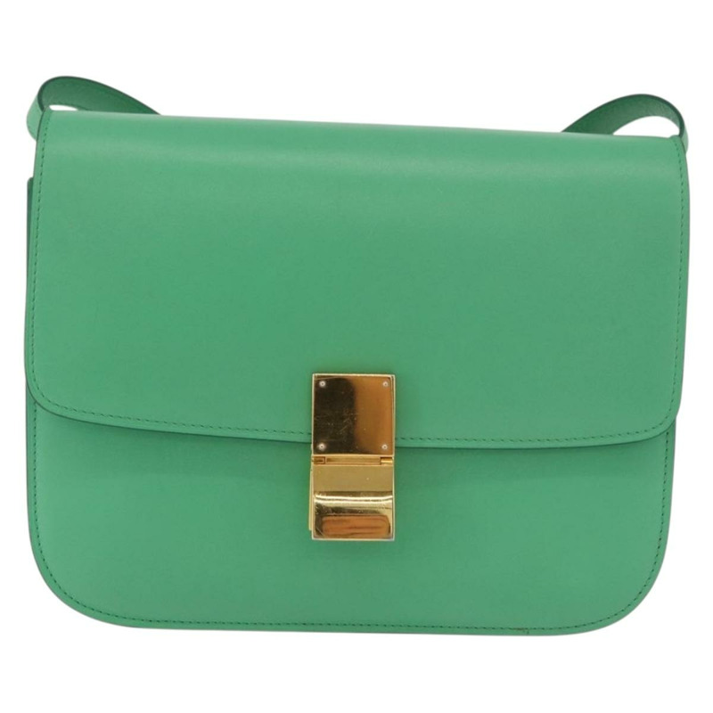 【日本直送】CELINE 經典 Box 肩背包 皮革 綠色 金色 正品 YKZ1239A-12