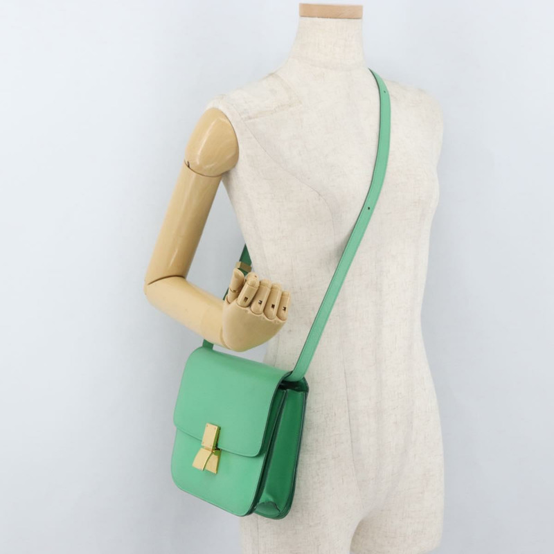 【日本直送】CELINE 經典 Box 肩背包 皮革 綠色 金色 正品 YKZ1239A-22