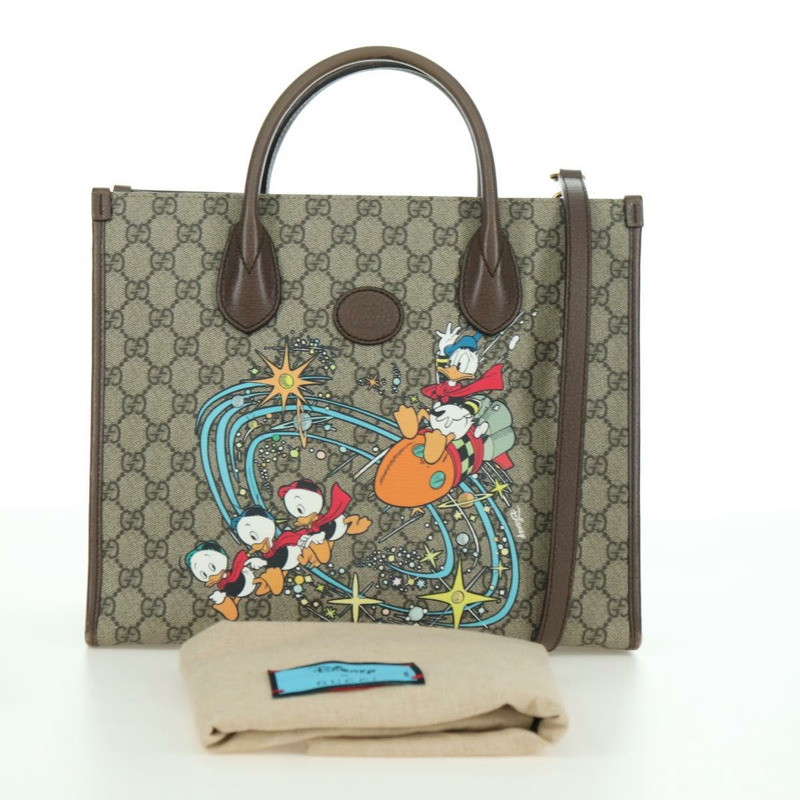 【日本直送】GUCCI GG Supreme 唐老鴨手提包 PVC 兩用 米色 金色 648134 正品 YKZ1322M-11