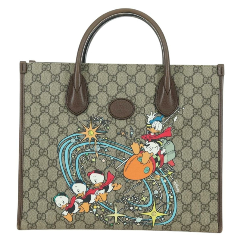 【日本直送】GUCCI GG Supreme 唐老鴨手提包 PVC 兩用 米色 金色 648134 正品 YKZ1322M-12