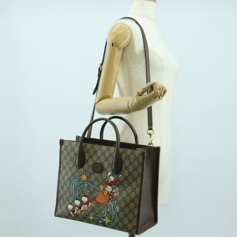 【日本直送】GUCCI GG Supreme 唐老鴨手提包 PVC 兩用 米色 金色 648134 正品 YKZ1322M-27