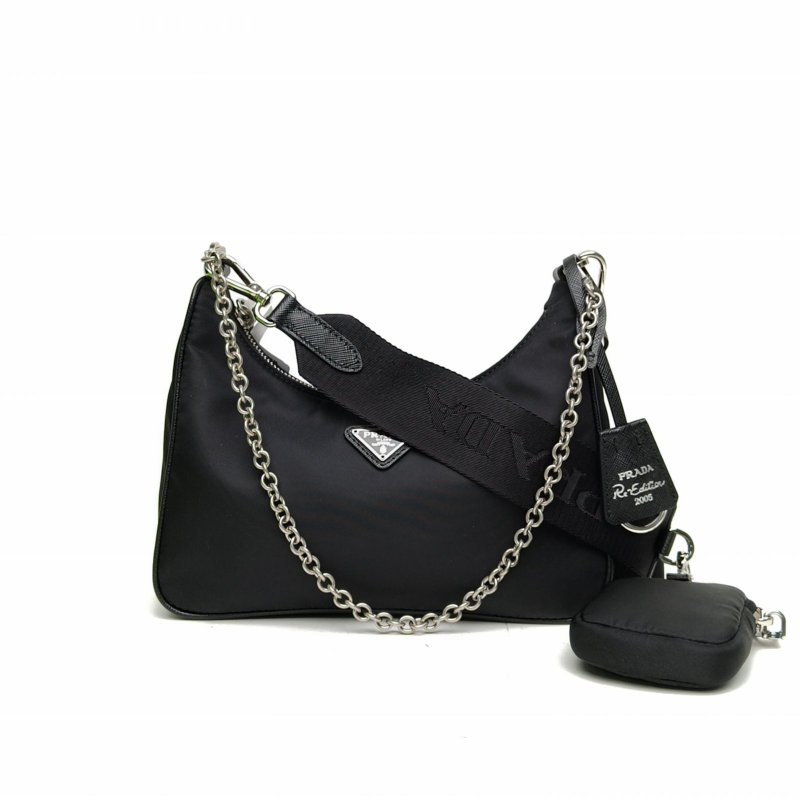 PRADA Hobo三合一黑色尼龍肩背包-0