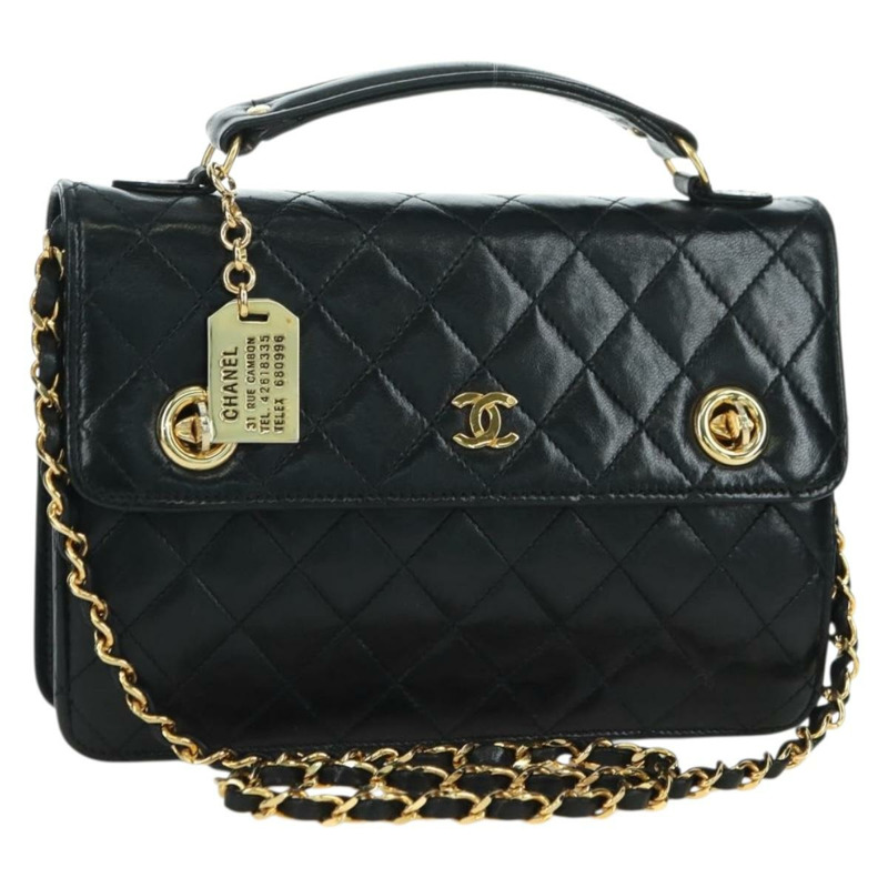 【日本直送】香奈兒 (CHANEL) Matelasse 雙旋扣鏈條包 羊皮 2way CC Auth YKZ1263SV-0