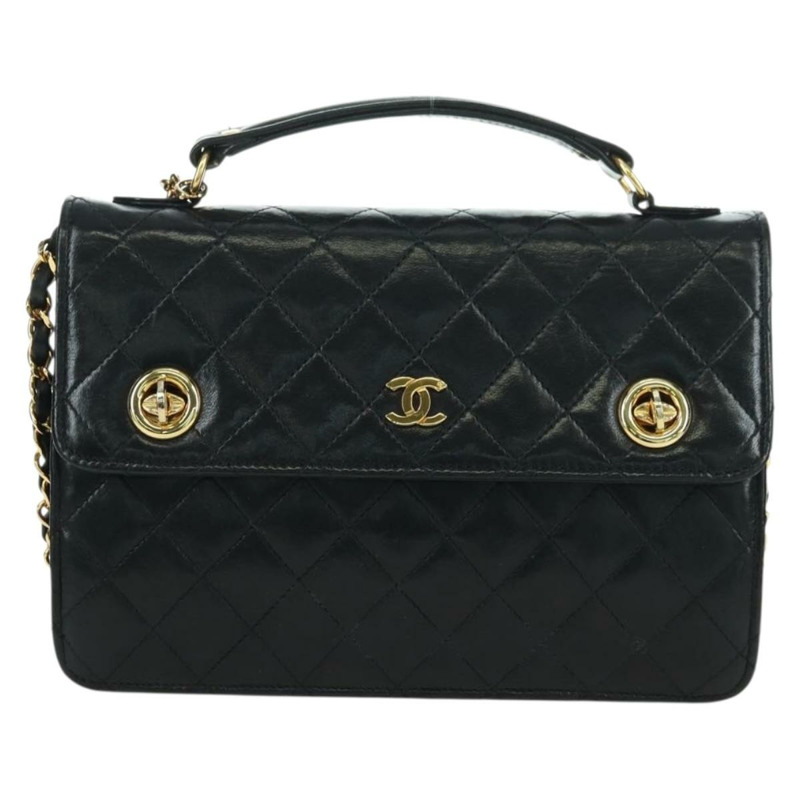 【日本直送】香奈兒 (CHANEL) Matelasse 雙旋扣鏈條包 羊皮 2way CC Auth YKZ1263SV-12