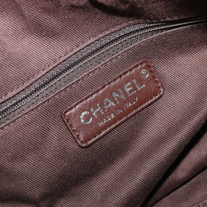 【日本直送】香奈兒 (CHANEL) 絎縫波士頓包，羊皮，象牙色，銀色，CC標誌，正品 YKZ1338A-16