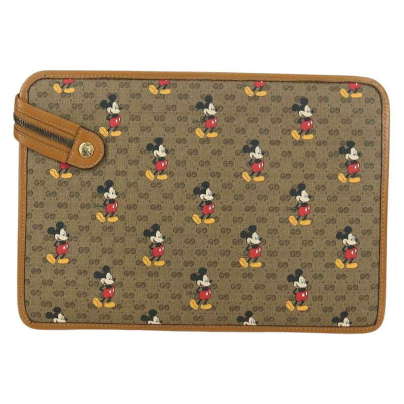 【日本直送】GUCCI GUCCIxDisney GG Supreme 手拿包 PVC 米色金色 602552 正品 YKZ1330M-1