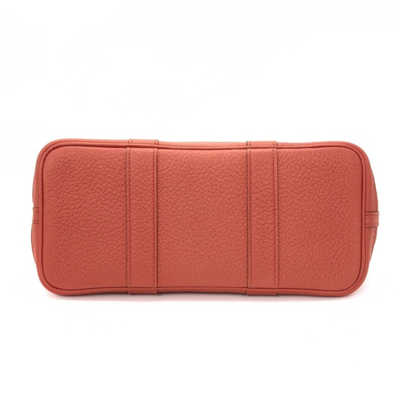 HERMES 火焰橘銀扣花園30手提包 30*21*14  9新 配件塵袋-1