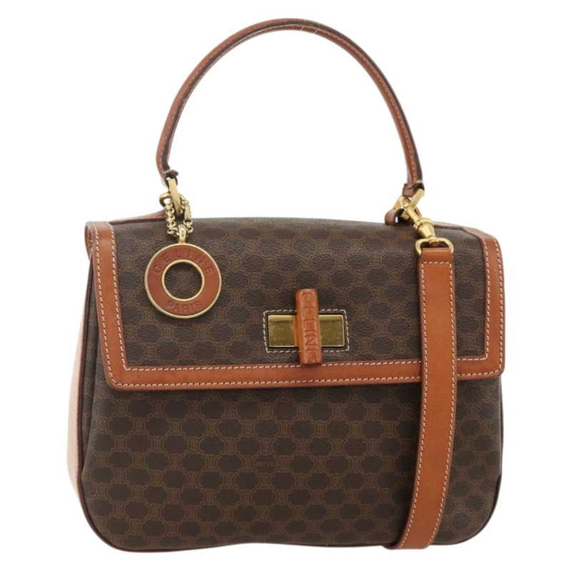 【日本直送】CELINE Macadam帆布手提包 PVC皮革 兩用棕色金色 正品 YKZ1558A-0