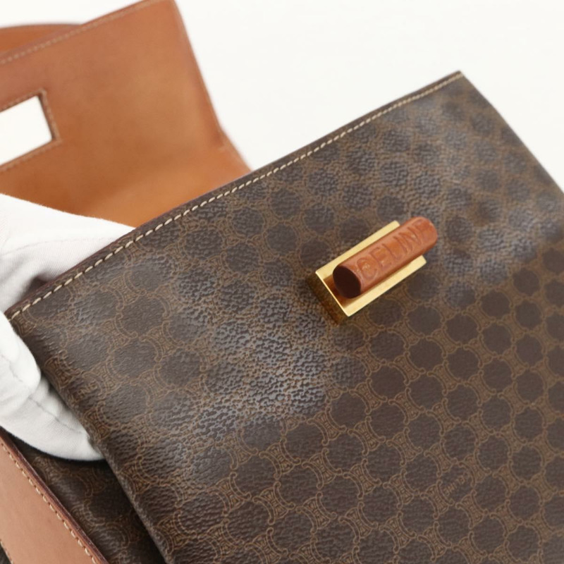 【日本直送】CELINE Macadam帆布手提包 PVC皮革 兩用棕色金色 正品 YKZ1558A-9