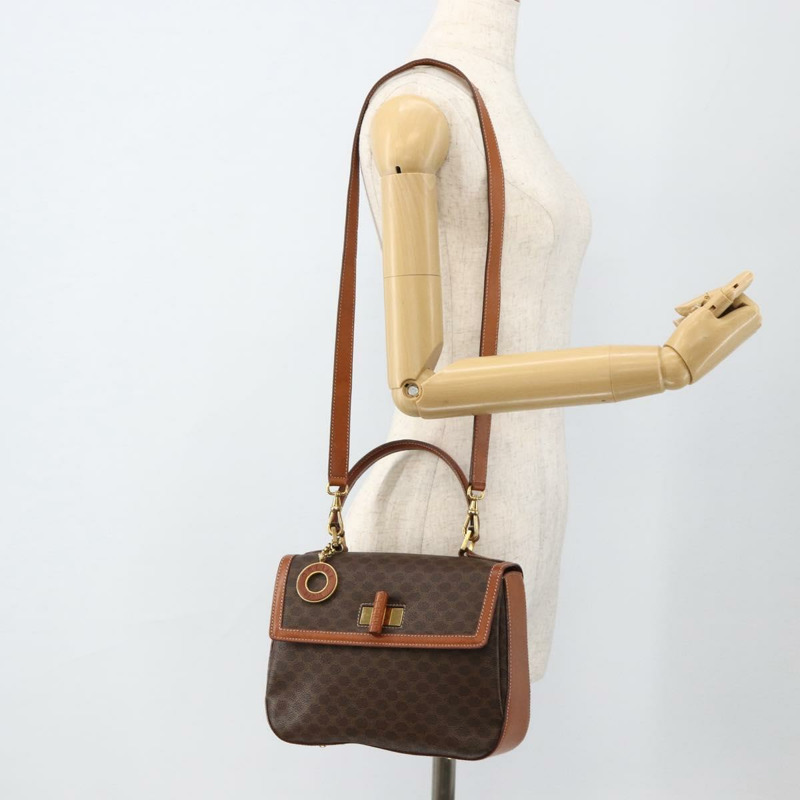 【日本直送】CELINE Macadam帆布手提包 PVC皮革 兩用棕色金色 正品 YKZ1558A-27