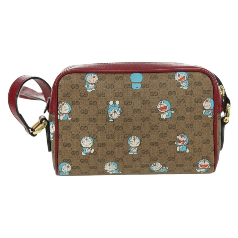 【日本直送】GUCCI Micro GG Supreme哆啦A夢肩包 PVC 米色 金色 647784 正品 YKZ1331M-1