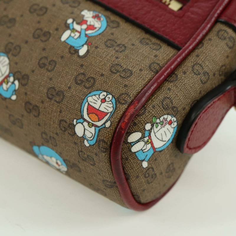 【日本直送】GUCCI Micro GG Supreme哆啦A夢肩包 PVC 米色 金色 647784 正品 YKZ1331M-8