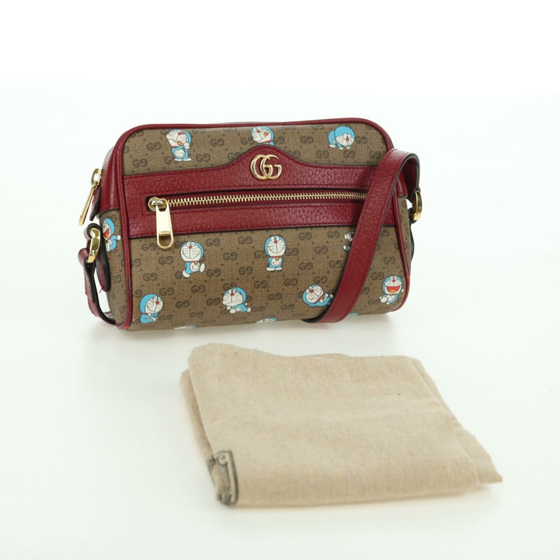 【日本直送】GUCCI Micro GG Supreme哆啦A夢肩包 PVC 米色 金色 647784 正品 YKZ1331M-11