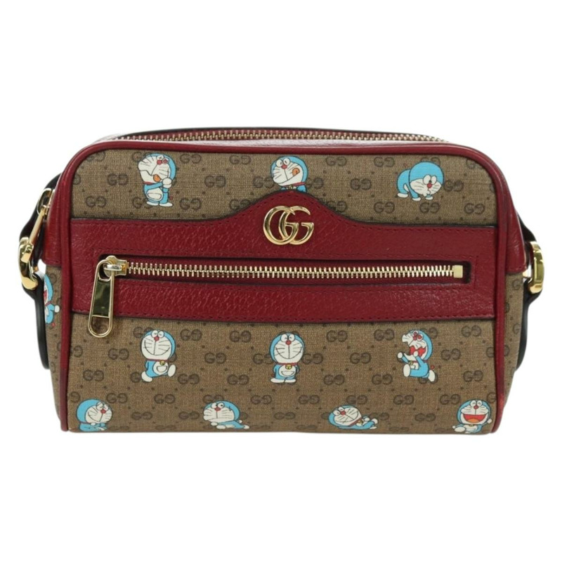 【日本直送】GUCCI Micro GG Supreme哆啦A夢肩包 PVC 米色 金色 647784 正品 YKZ1331M-12