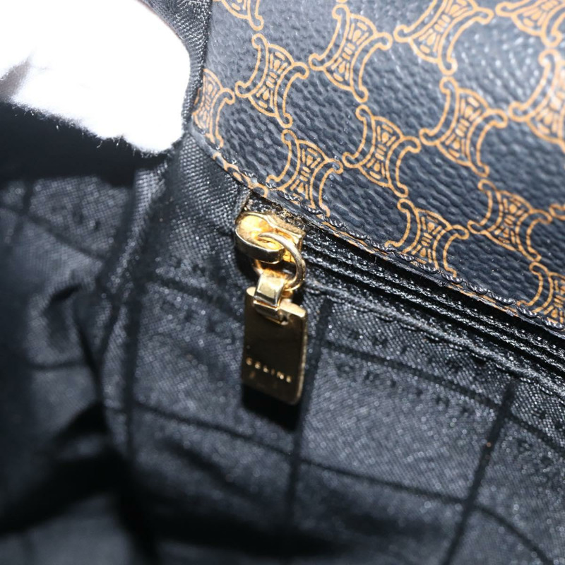 【日本直送】CELINE Macadam帆布肩背包 PVC皮革 黑色金色 正品 YKZ1522A-20