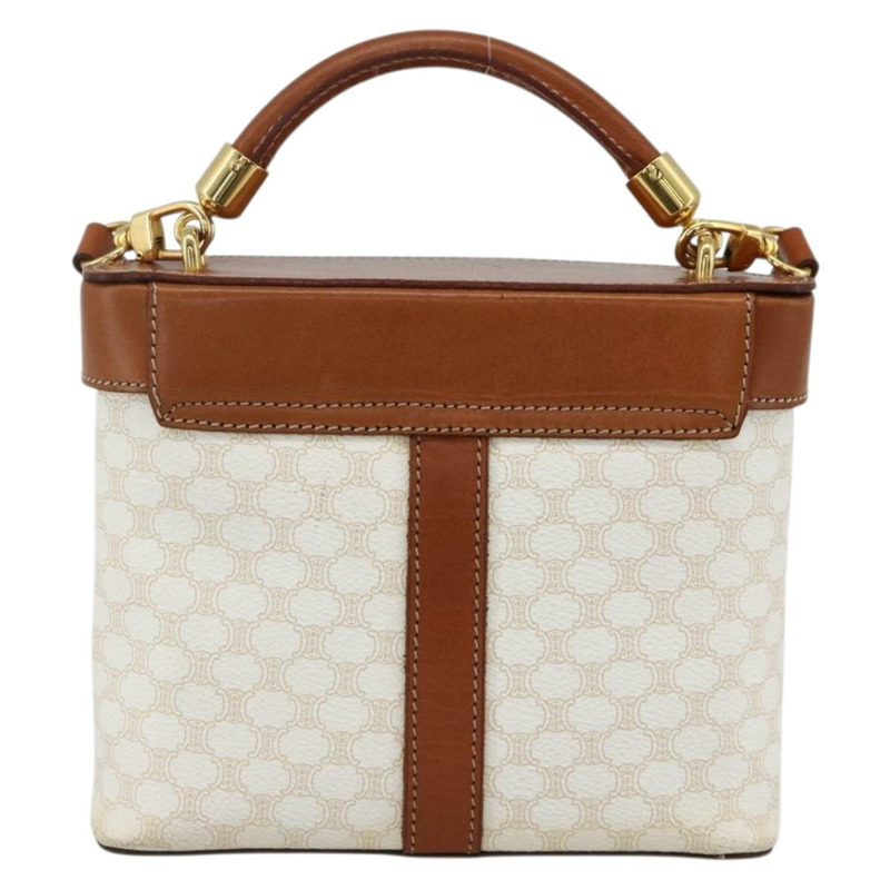 【日本直送】CELINE Macadam帆布化妝單肩包 PVC 2way 白色金色 Auth YKZ1368A-1