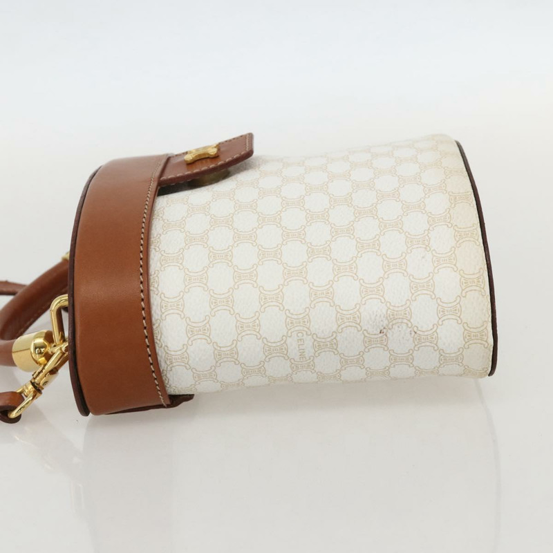 【日本直送】CELINE Macadam帆布化妝單肩包 PVC 2way 白色金色 Auth YKZ1368A-2