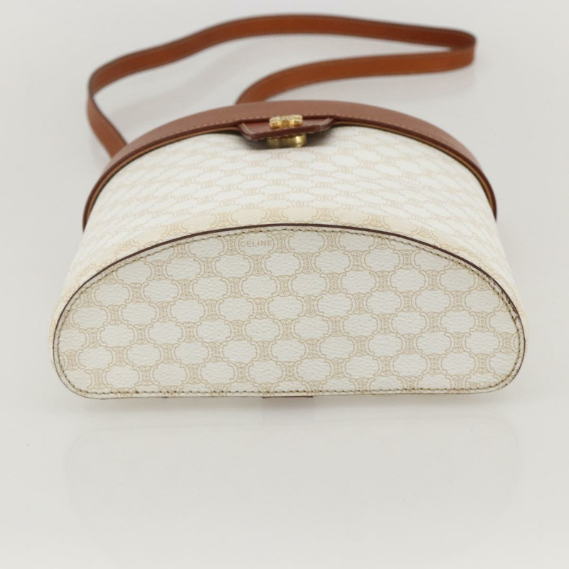 【日本直送】CELINE Macadam帆布化妝單肩包 PVC 2way 白色金色 Auth YKZ1368A-4