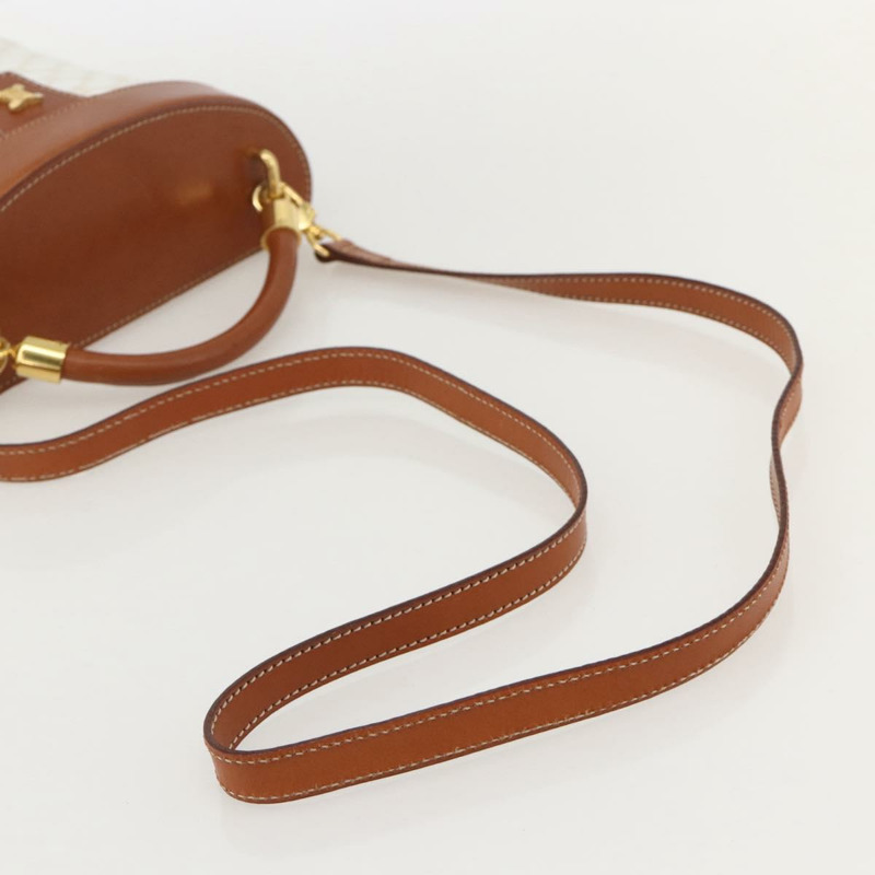 【日本直送】CELINE Macadam帆布化妝單肩包 PVC 2way 白色金色 Auth YKZ1368A-7