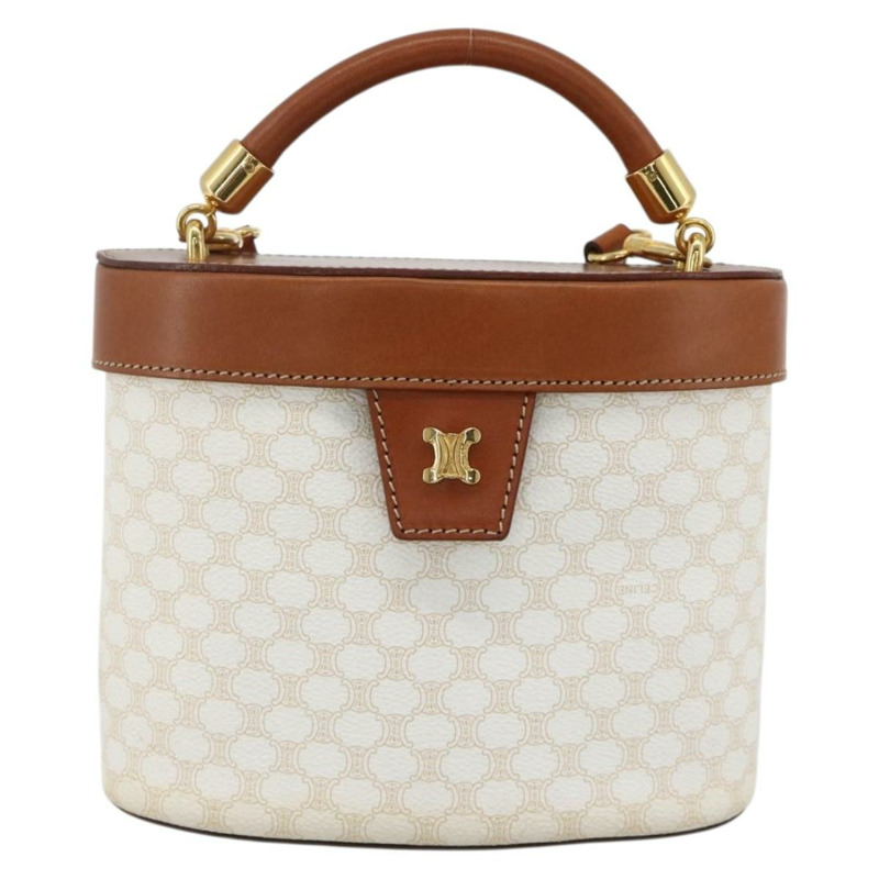 【日本直送】CELINE Macadam帆布化妝單肩包 PVC 2way 白色金色 Auth YKZ1368A-12