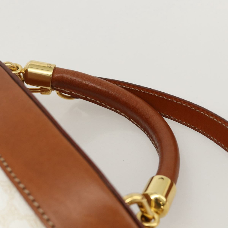 【日本直送】CELINE Macadam帆布化妝單肩包 PVC 2way 白色金色 Auth YKZ1368A-13