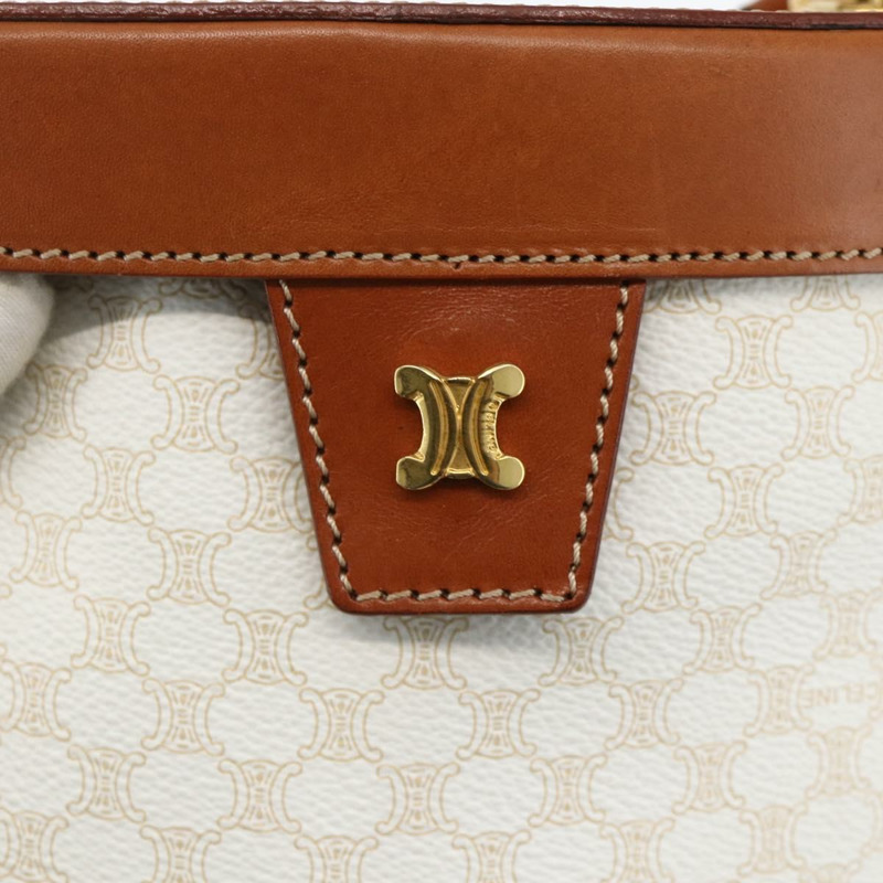 【日本直送】CELINE Macadam帆布化妝單肩包 PVC 2way 白色金色 Auth YKZ1368A-18