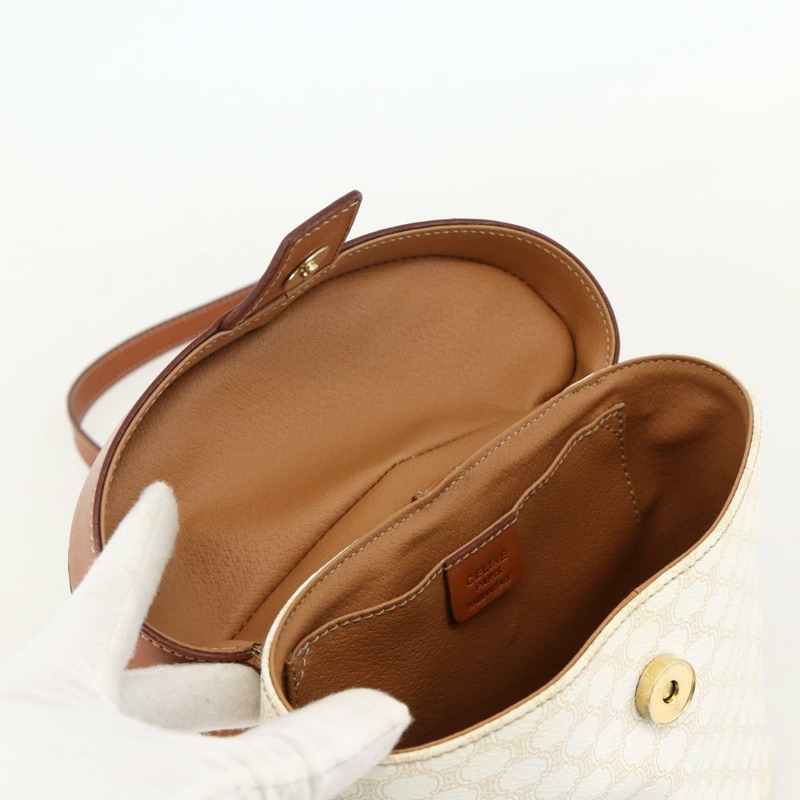 【日本直送】CELINE Macadam帆布化妝單肩包 PVC 2way 白色金色 Auth YKZ1368A-19