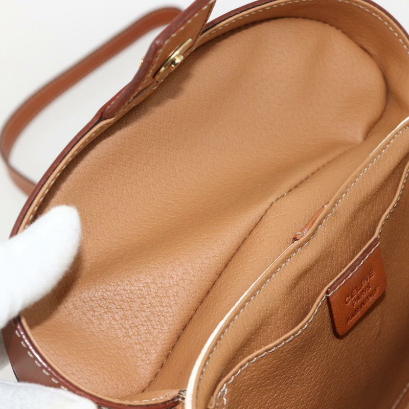 【日本直送】CELINE Macadam帆布化妝單肩包 PVC 2way 白色金色 Auth YKZ1368A-20