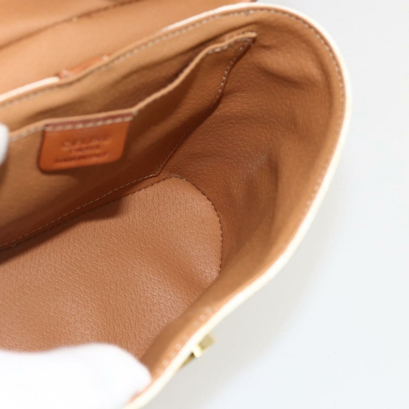 【日本直送】CELINE Macadam帆布化妝單肩包 PVC 2way 白色金色 Auth YKZ1368A-21