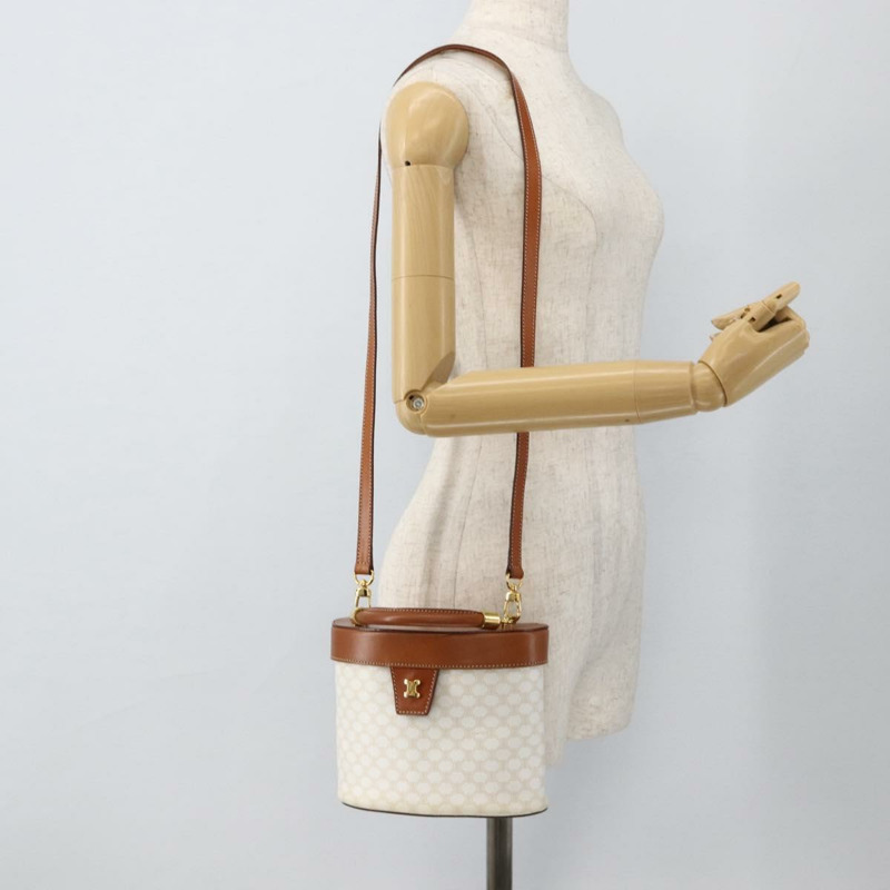 【日本直送】CELINE Macadam帆布化妝單肩包 PVC 2way 白色金色 Auth YKZ1368A-25