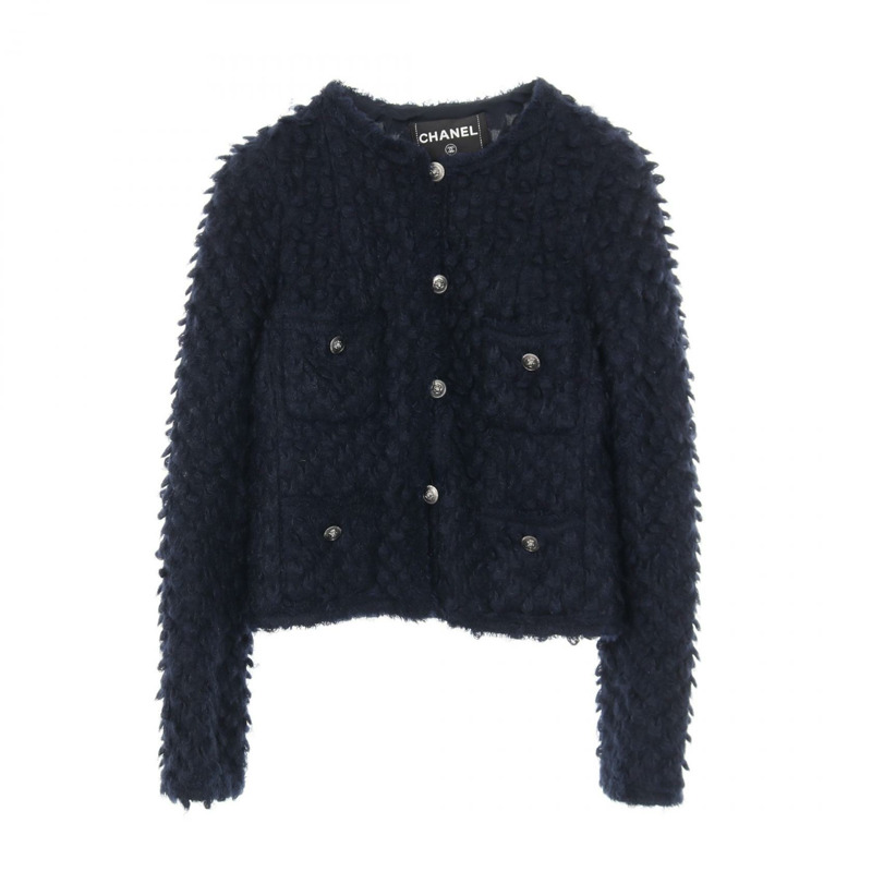 香奈兒 COCO 標誌紐扣 其他外套 P33858V24256 尼龍 Moheya 海軍藍 二手 女-0