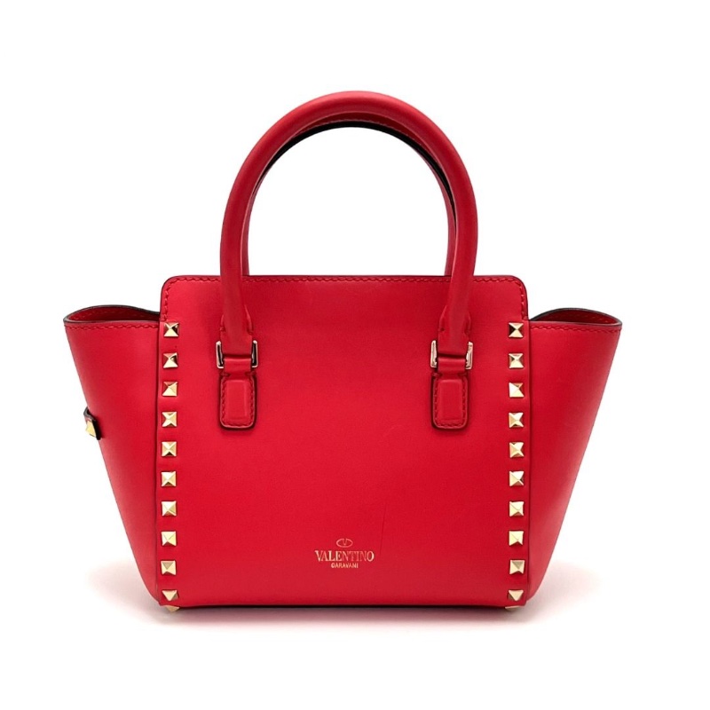VALENTINO 紅金鉚釘手提肩背包19.5*19*11 9新 配件肩帶 塵袋-2