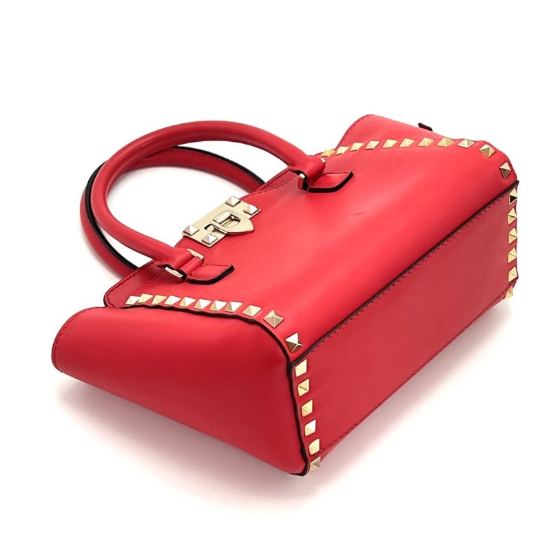 VALENTINO 紅金鉚釘手提肩背包19.5*19*11 9新 配件肩帶 塵袋-4