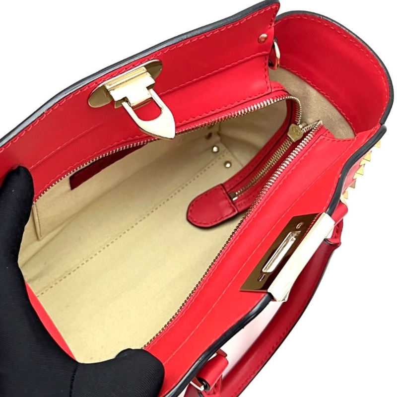 VALENTINO 紅金鉚釘手提肩背包19.5*19*11 9新 配件肩帶 塵袋-6