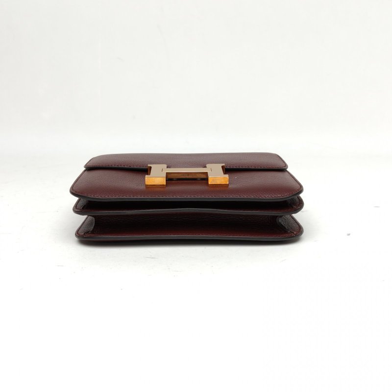 HERMES Constance康康19波爾多紅EC皮D刻金扣肩背包-4
