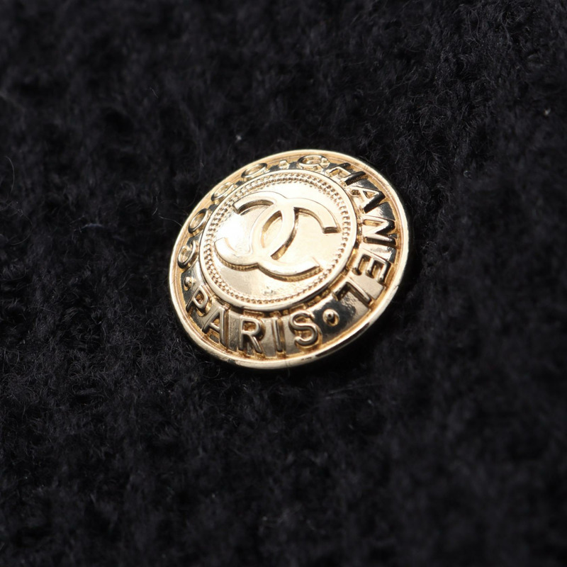 香奈兒 COCO 標誌紐扣 其他外套 羊毛 黑色 二手 女士-8